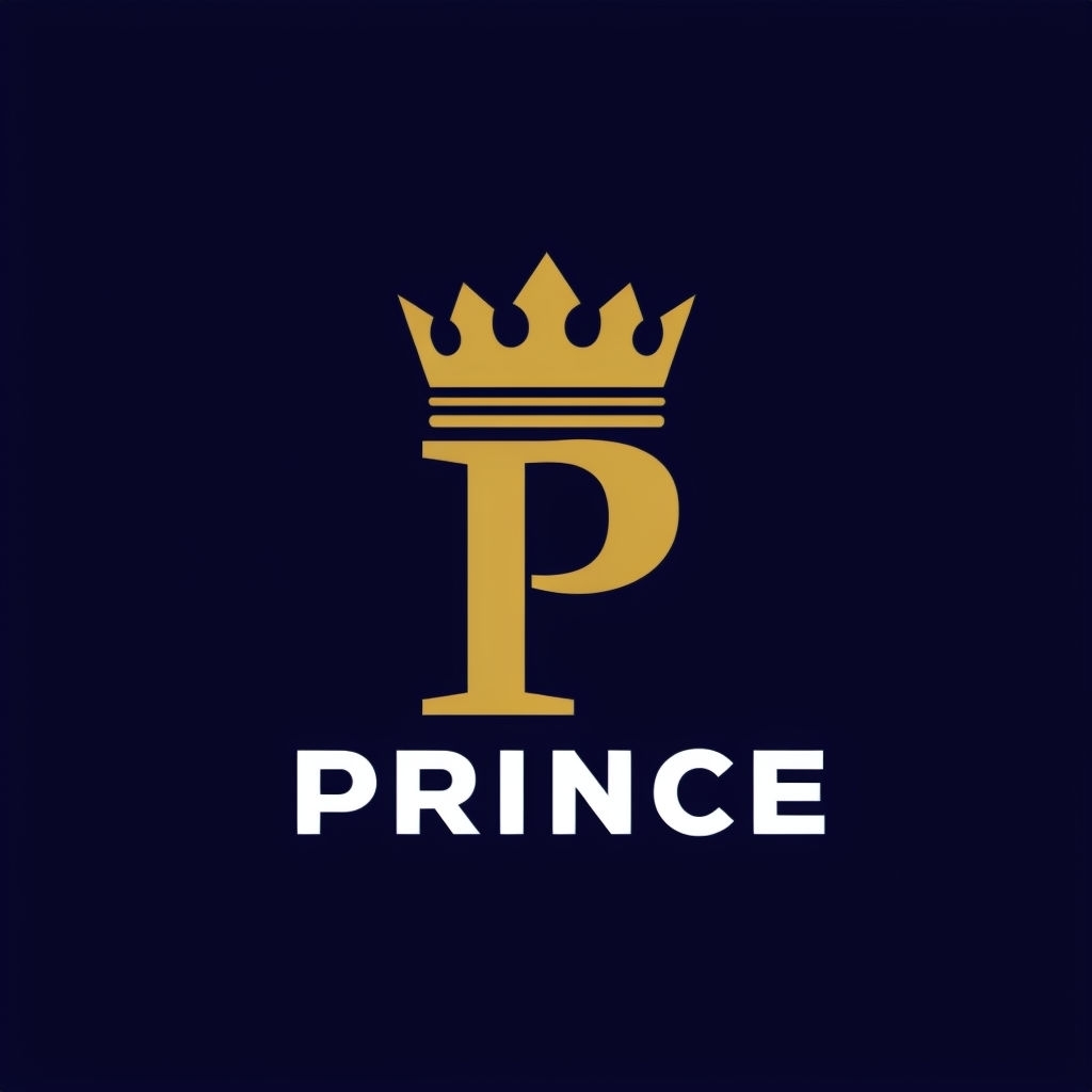 Elegant Gold Serif Letter P with Crown Logo Monogram