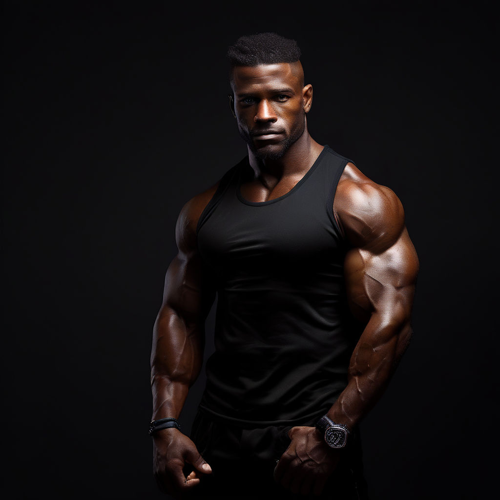 black man with strong muscles portrait