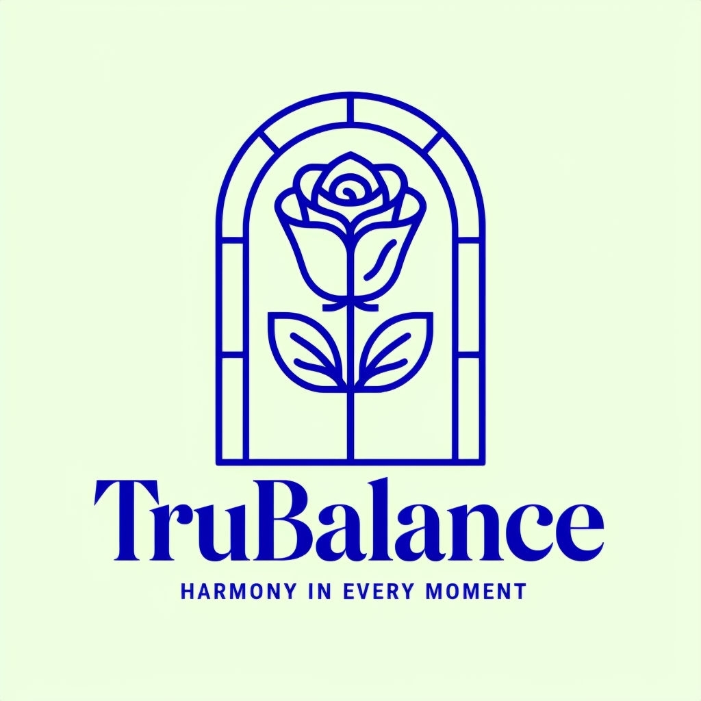 Modern Minimalist TruBalance Rose Logo Design with Tagline