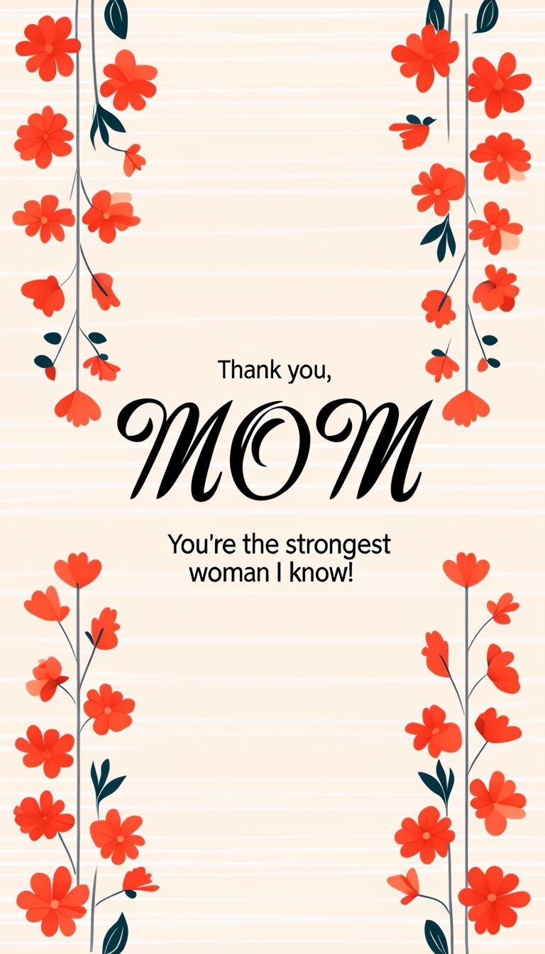 Elegant Thank You Mom Greeting Card Design for Social Media Post