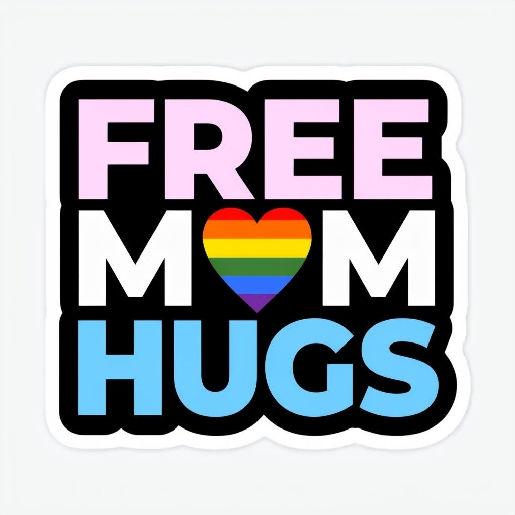 Colorful Free Mom Hugs LGBTQ+ Pride Graphic Sticker