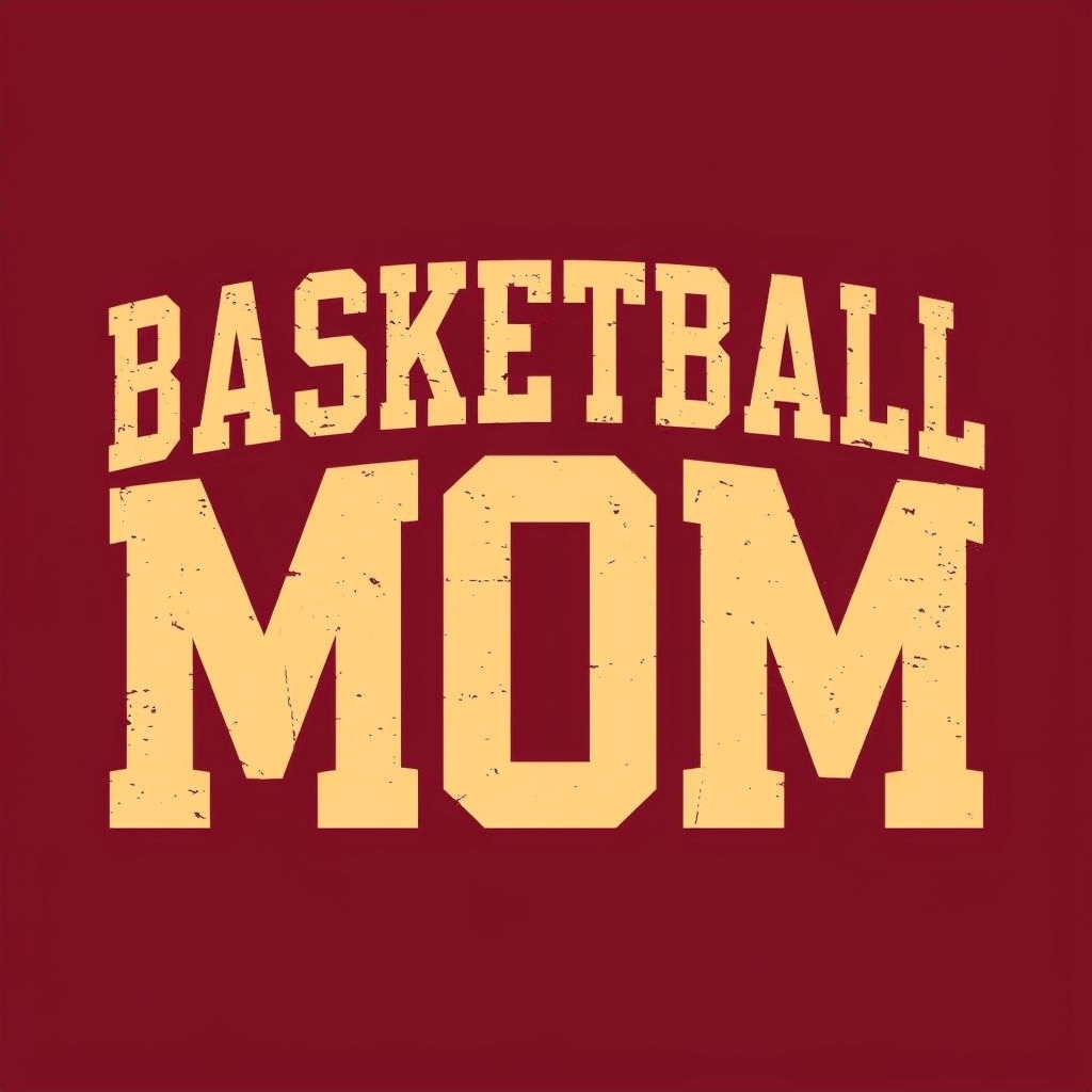 Vintage Basketball Mom Distressed Text T-Shirt