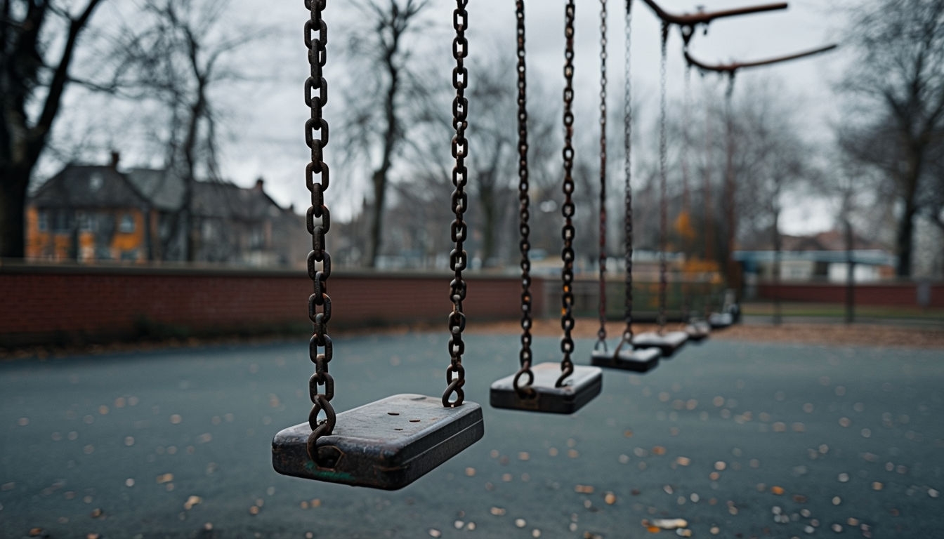 Nostalgic Playground Swing Chains Photography for Virtual Backgrounds