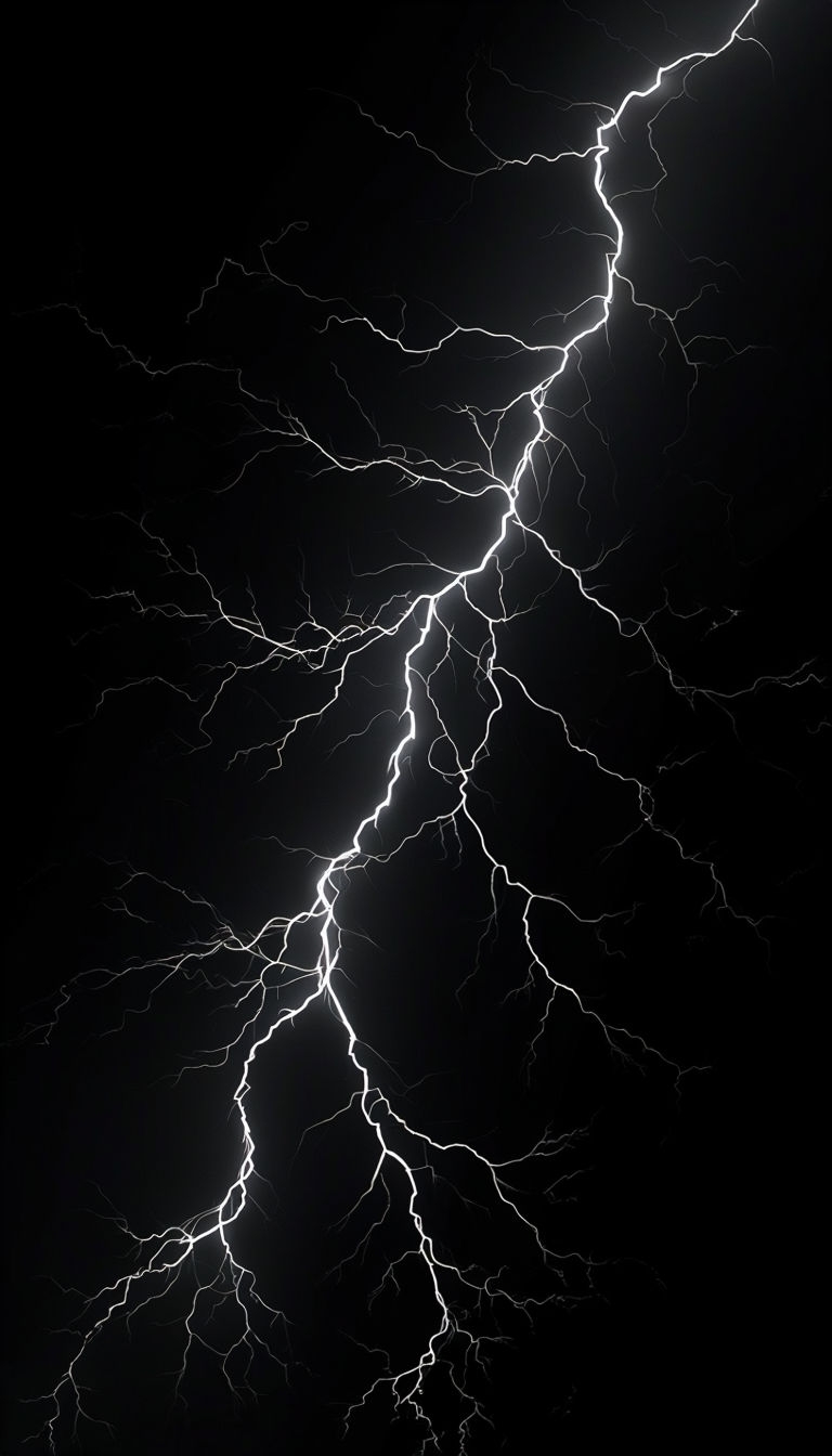 Striking Lightning Digital Illustration on Black Background Mobile Wallpaper