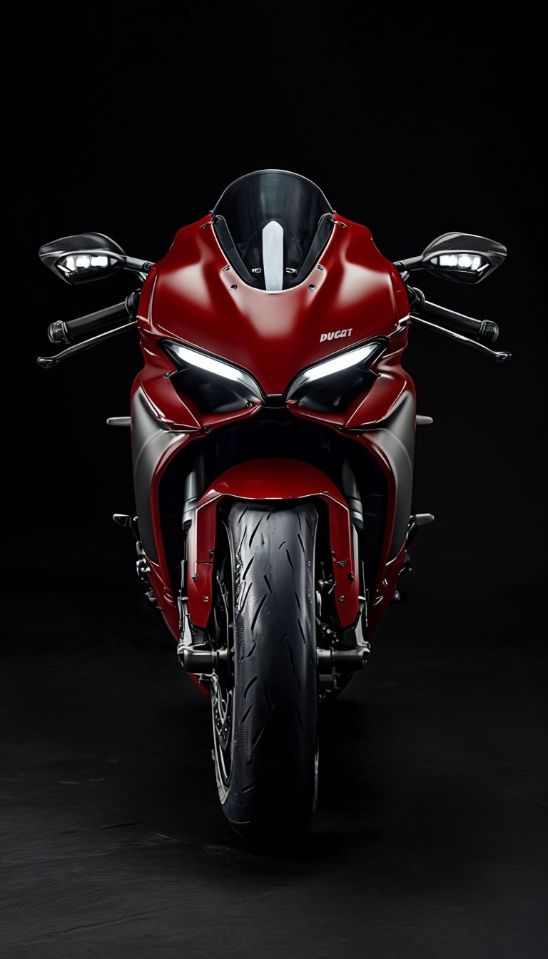 Dramatic Matte Red Ducati Motorcycle Low-Key Photography Mobile Wallpaper