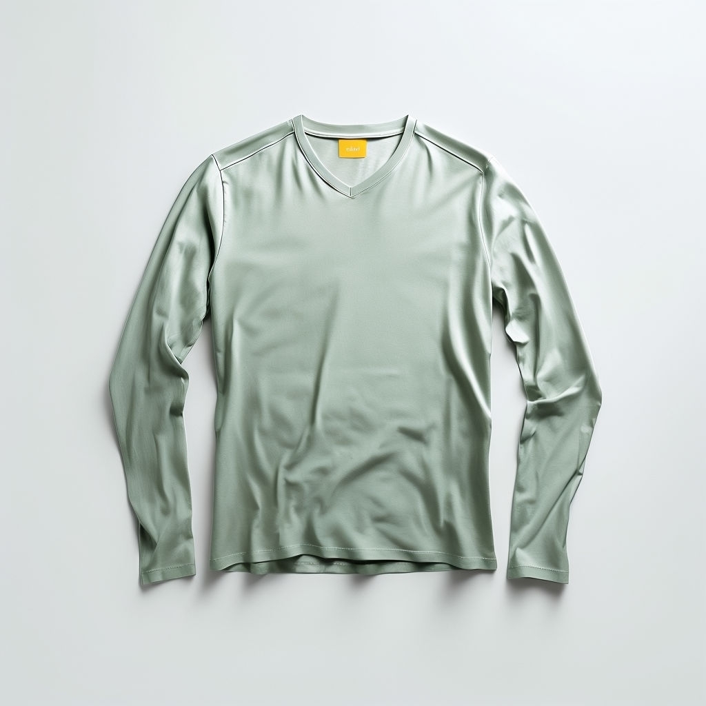 Minimalist Gradient Green Long-Sleeve T-Shirt Mockup