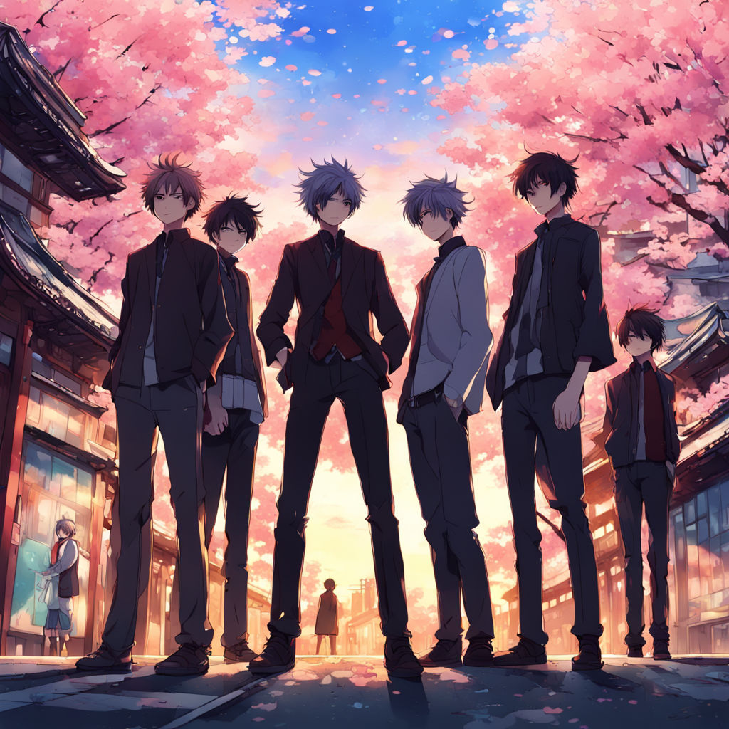 Five anime boys standing together by Möamal Hassin Ali - Playground