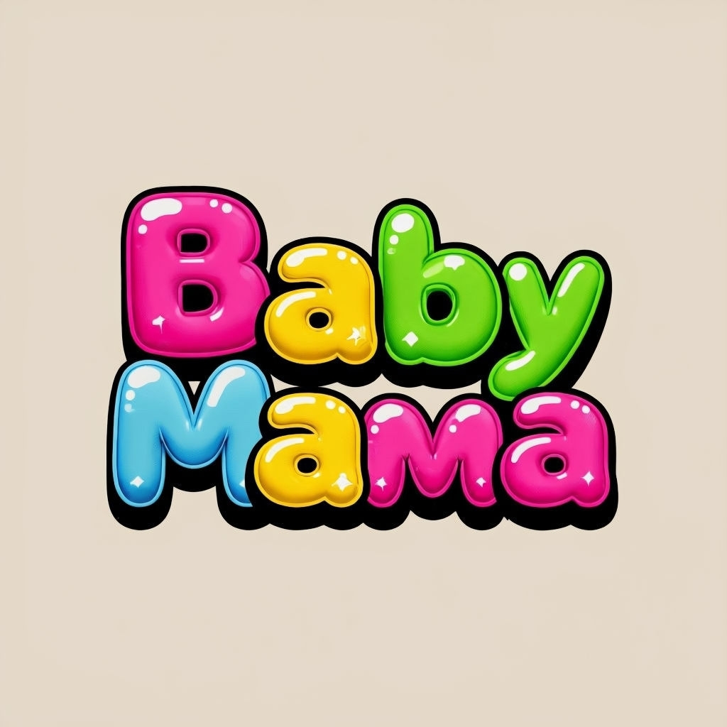 Playful Baby Mama Colorful Bubble Text T-Shirt