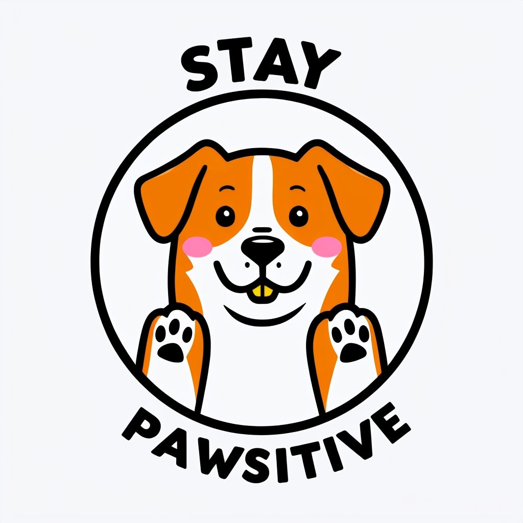 Cheerful Cartoon Dog with Pawsitive Message Sticker