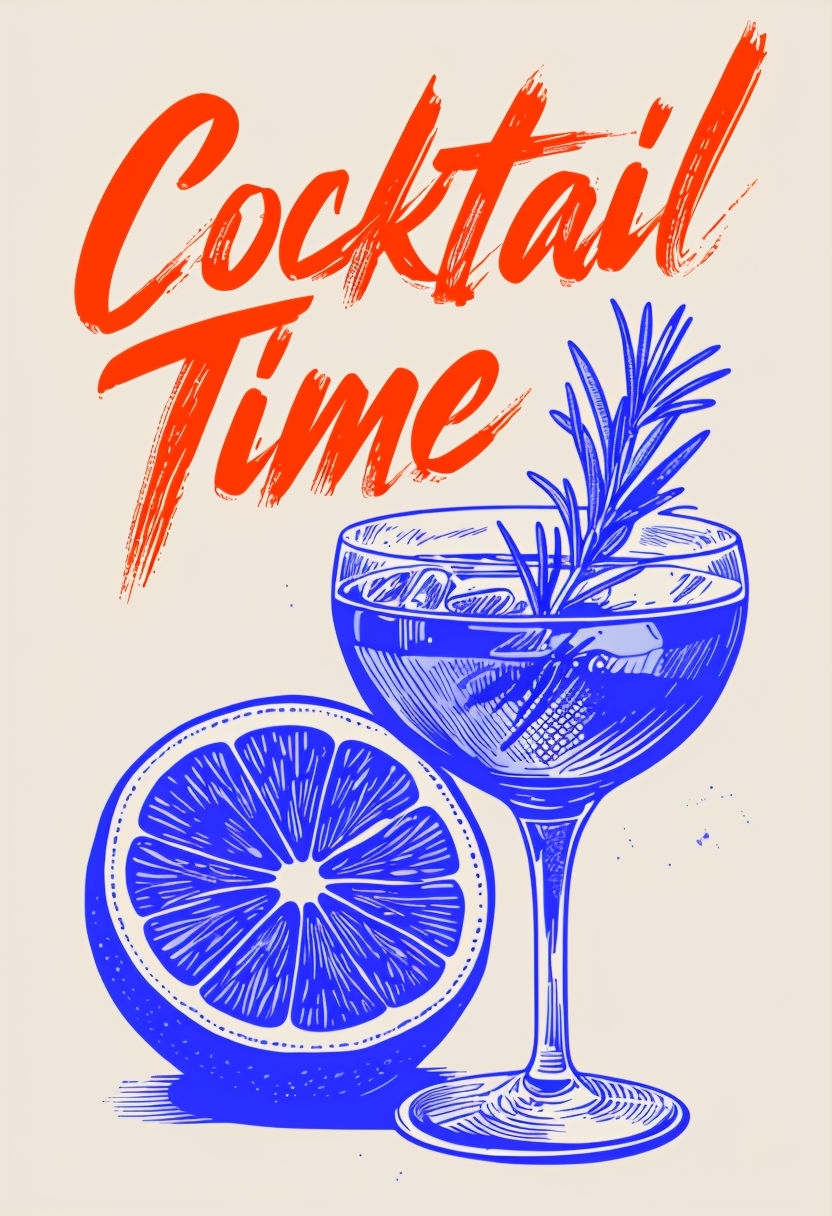 Stylish Modern Cocktail Time Illustration Art