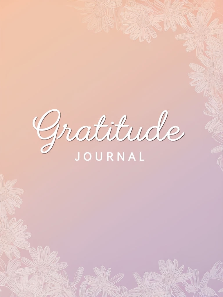 Soft Peach Lavender Daisies Gratitude Journal EBook Cover