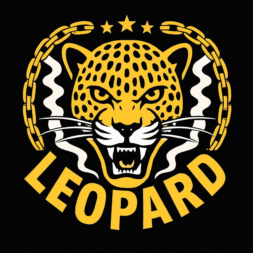 Fierce Leopard Head Illustration with Gold Chains T-Shirt
