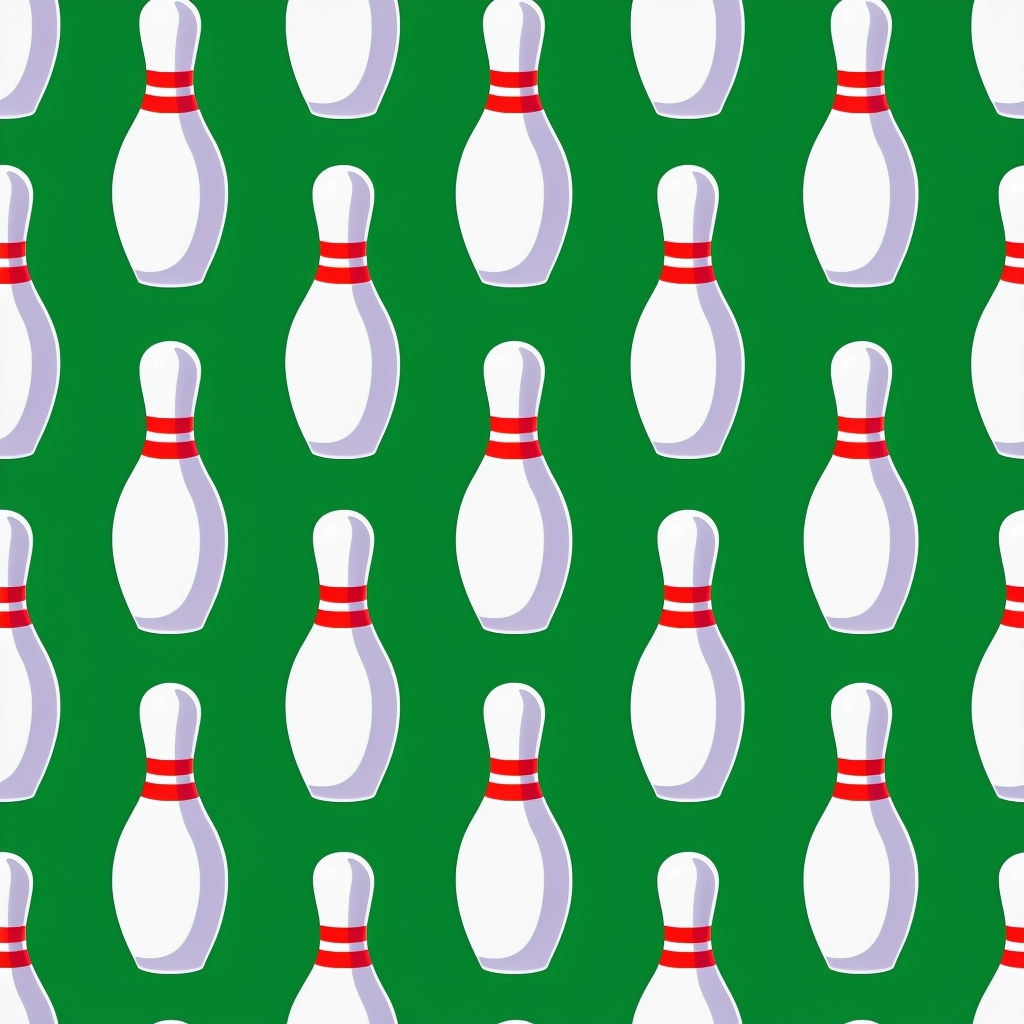 Vibrant Bowling Pins Seamless Pattern on Green Background