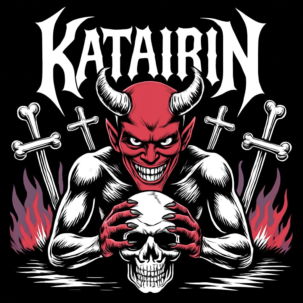 Intense Demonic KATAIRIN Graphic Illustration T-Shirt
