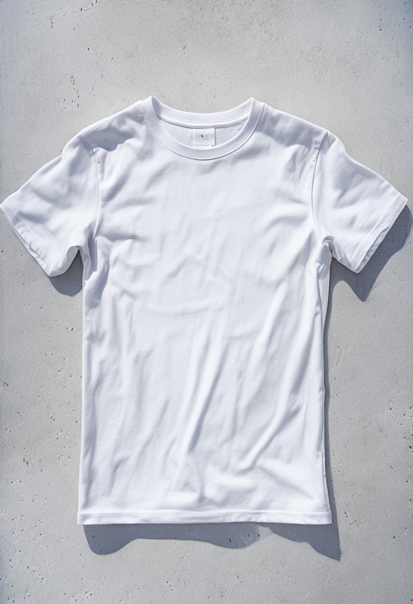 Plain White T-Shirt Mockup on Light Grey Background