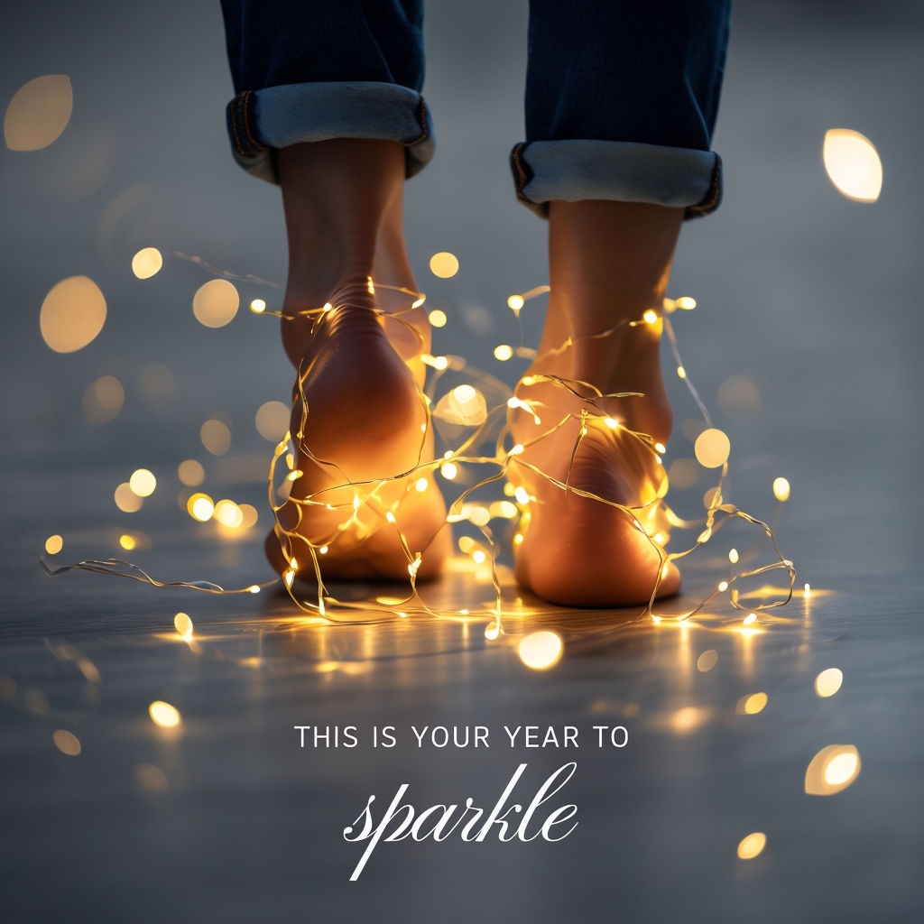 Magical Bare Feet with Fairy Lights and Inspirational Quote Social ...