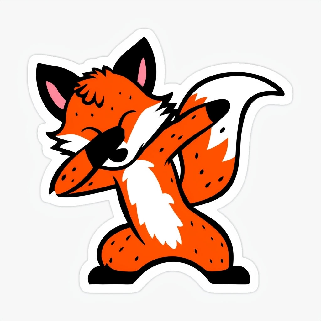 Playful Cartoon Fox Character Sticker Design for Kids