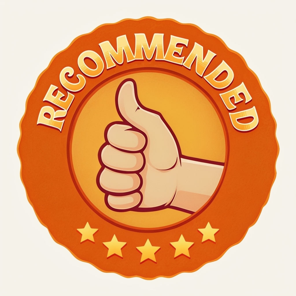 Vintage Recommended Seal with Thumbs-Up Cartoon Sticker