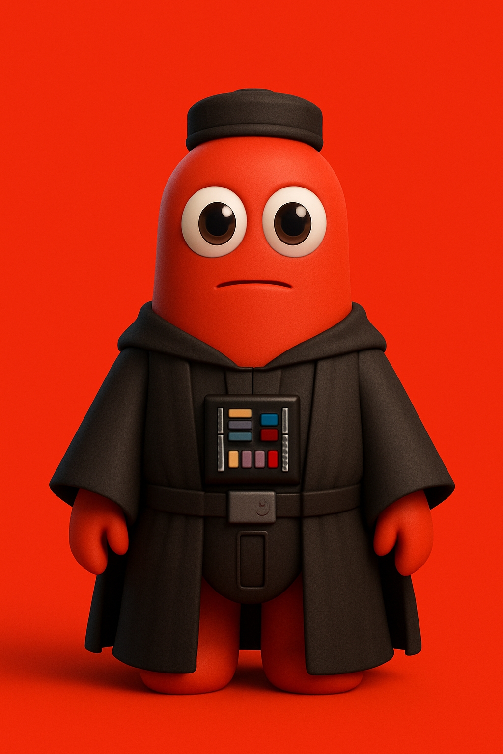 Vibrant Cartoon Character with Colorful Buttons Mobile Wallpaper