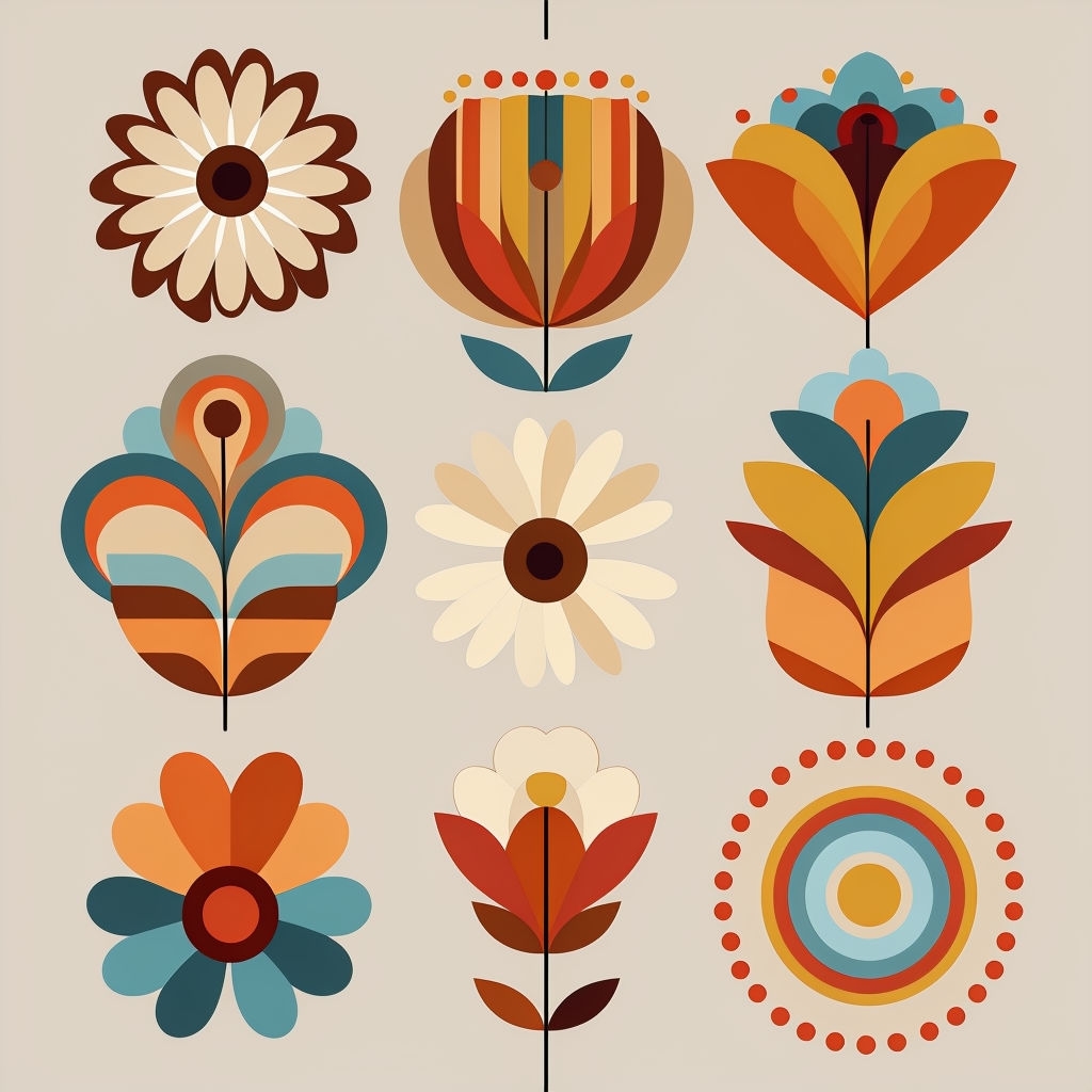 Vibrant Seamless Flower Pattern Design on Beige Background Sticker