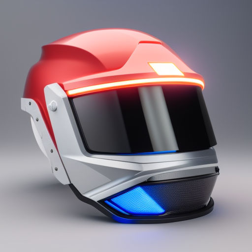 Futuristic welding helmet featuring reflective visor casting... by DT