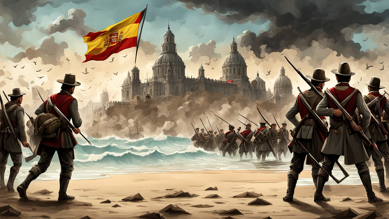 Digital painting of a Spanish reconquest scene from 1829 by Ulises