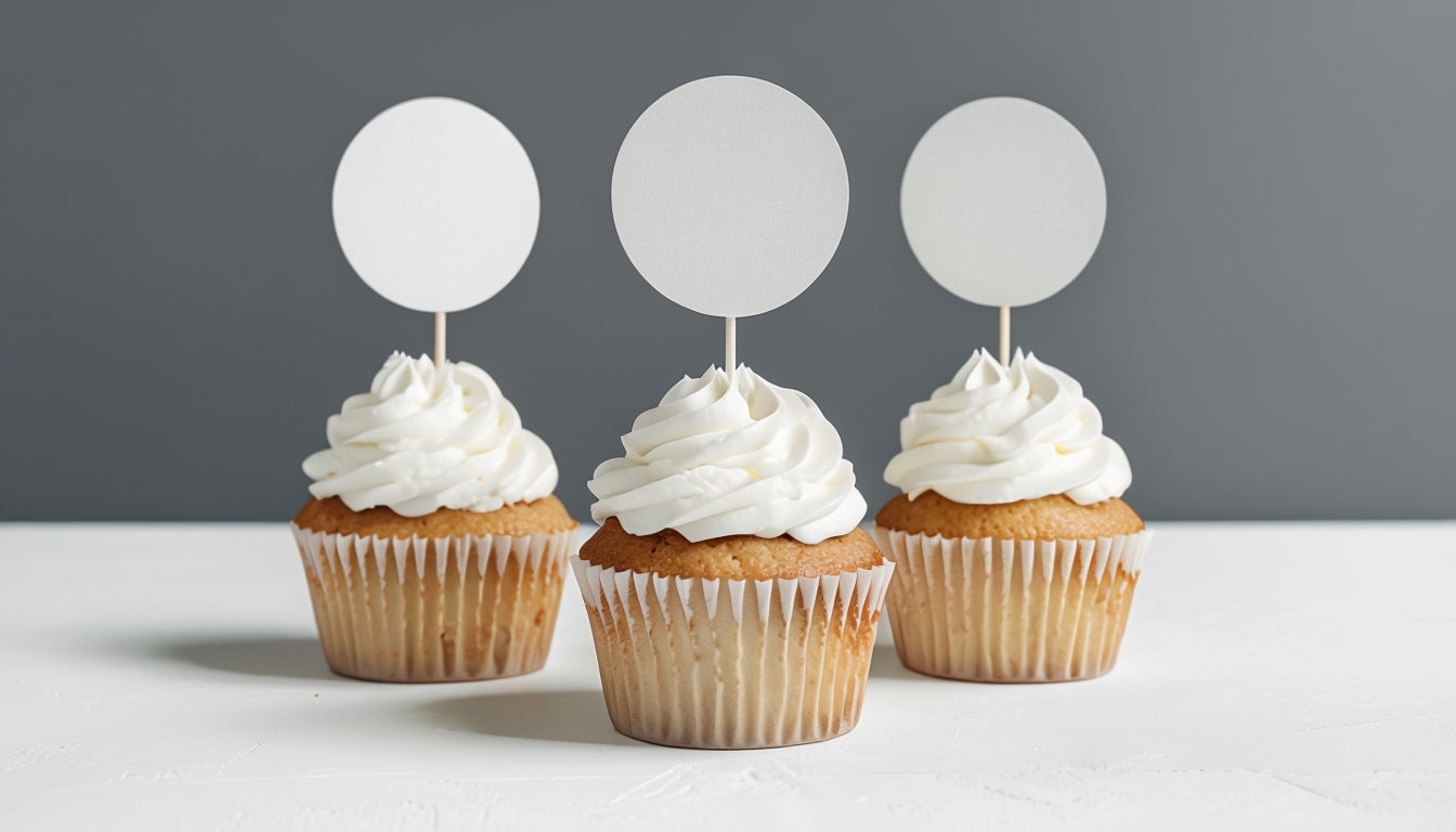 Delightful Cupcakes with Customizable Toppers Mockup