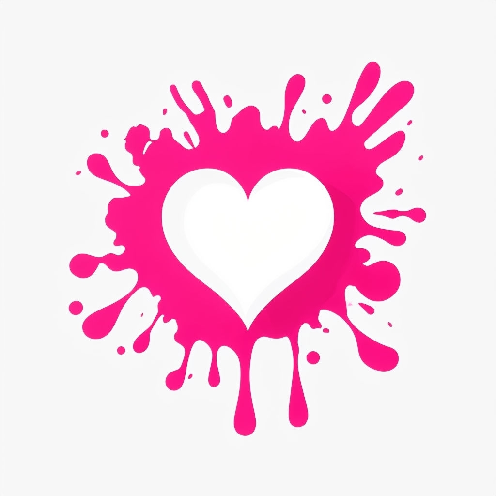 Vibrant Pink Heart with Abstract Splatter Design T-shirt