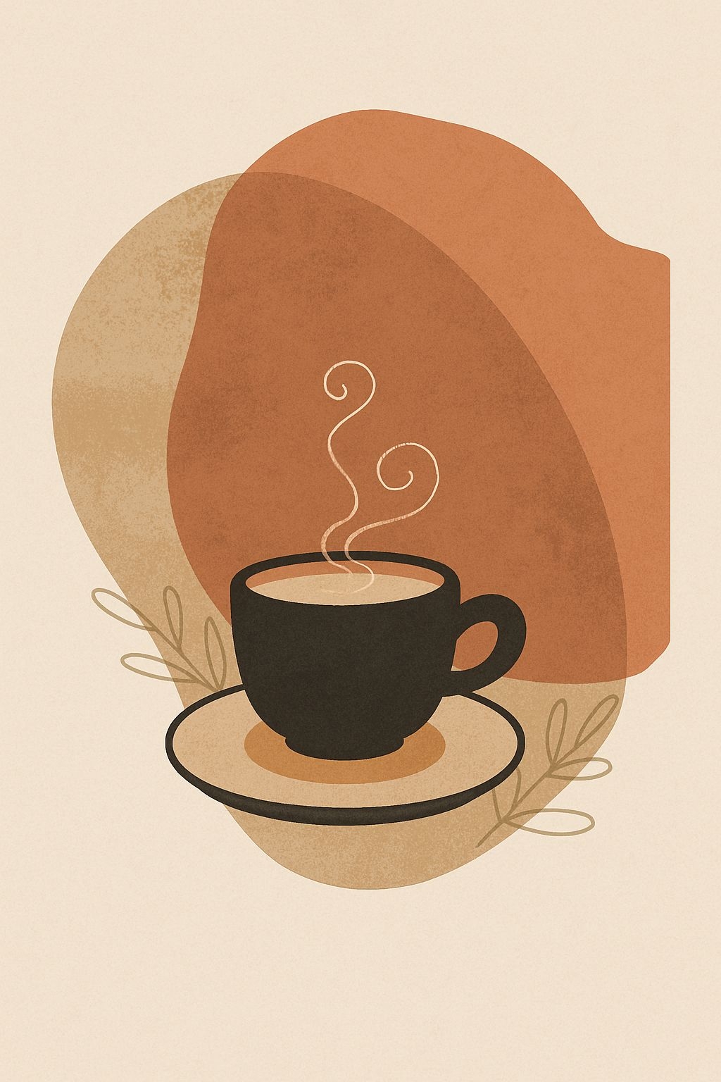 Modern Minimalist Black Coffee Cup Illustration T-Shirt