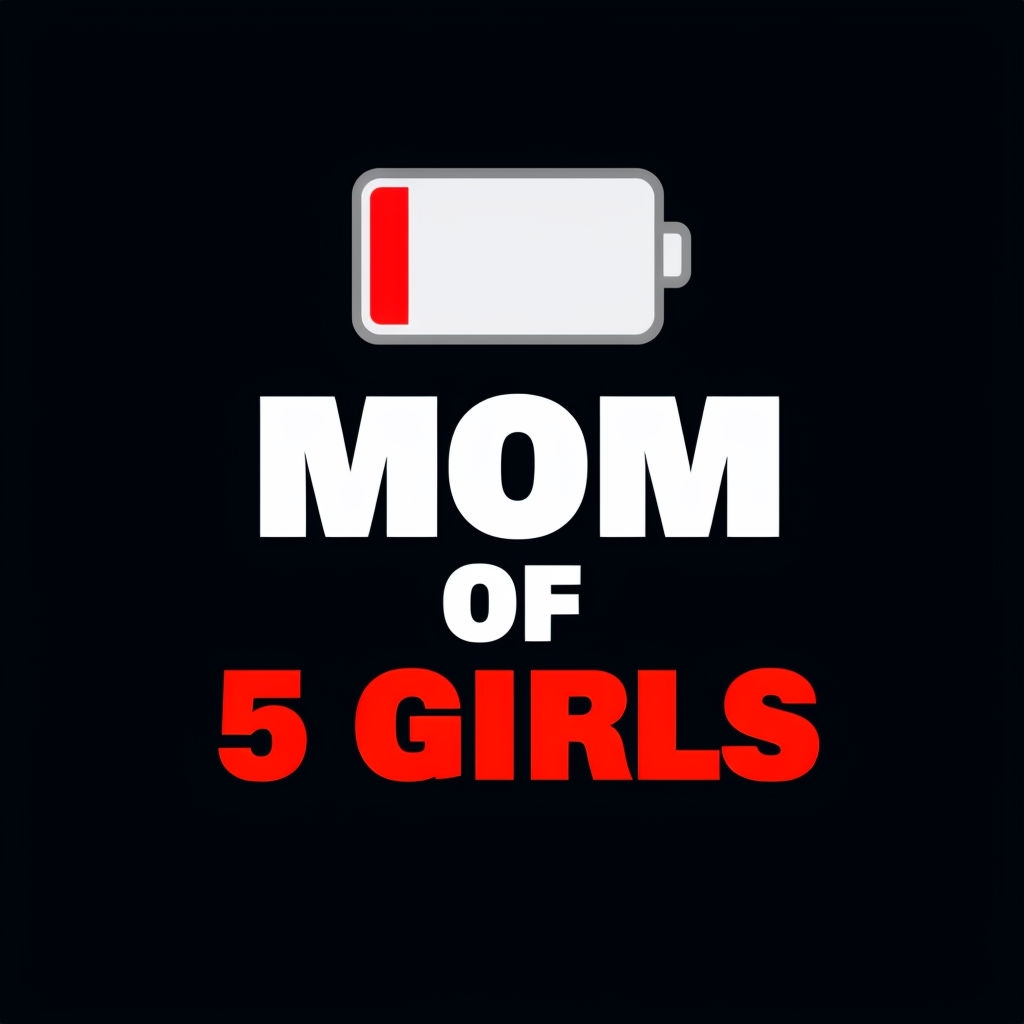 Minimalist MOM of 5 Girls Battery Icon T-Shirt