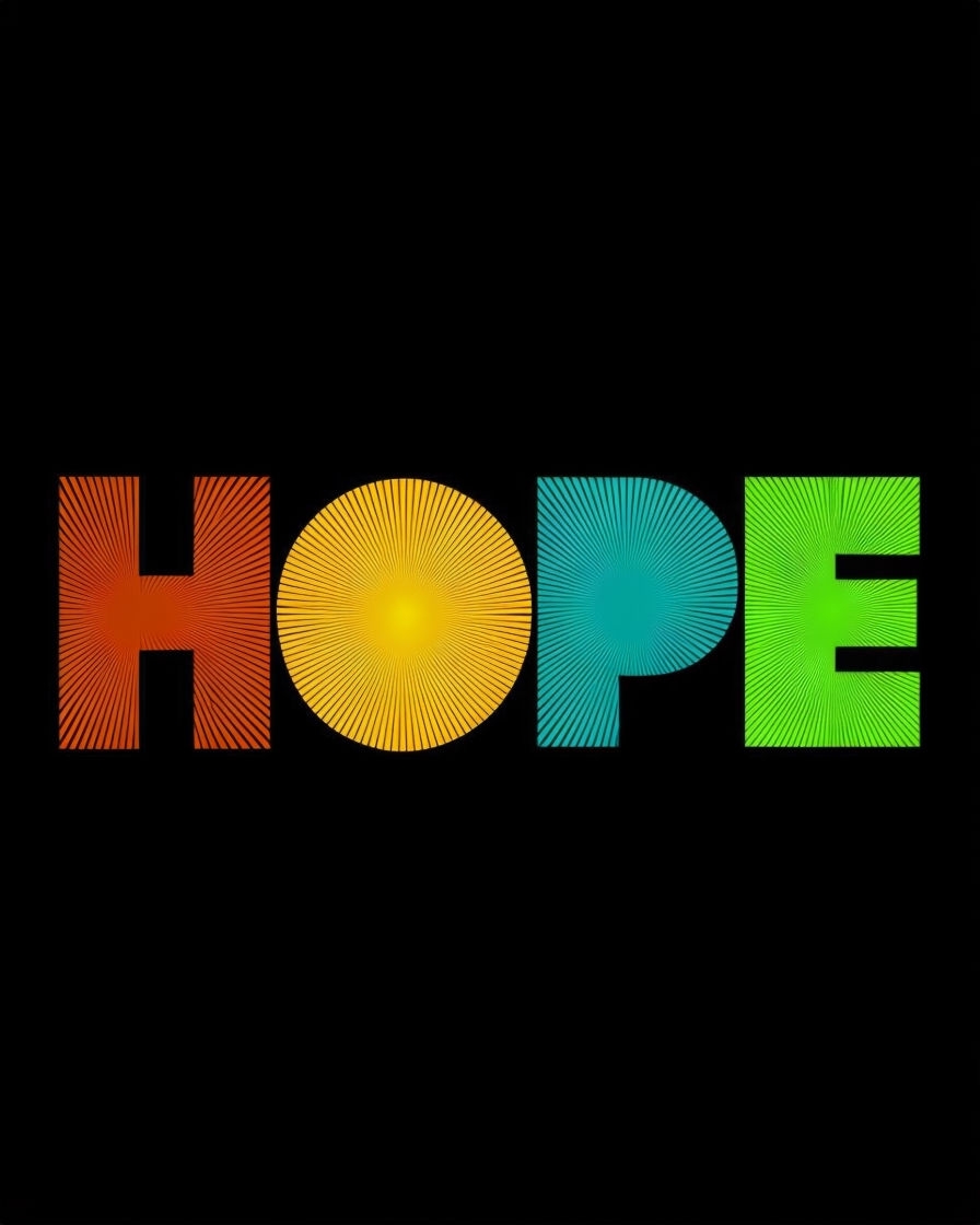 Vibrant HOPE Word Art with Radiating Patterns T-shirt