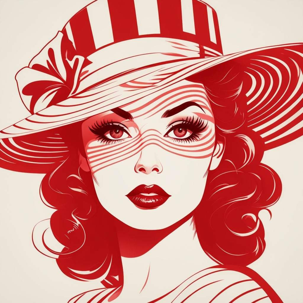 Monochromatic Red Vintage Comic Woman Illustration Art