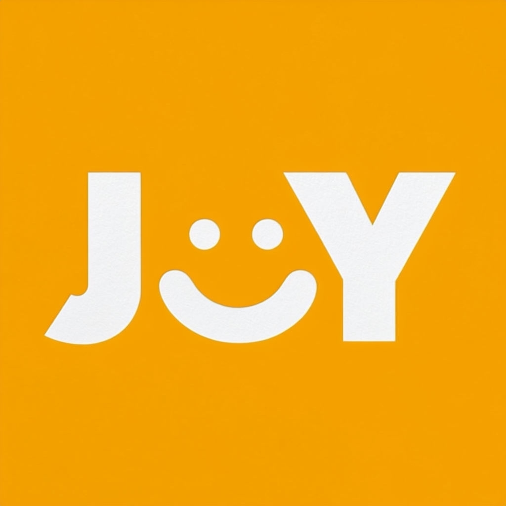 Minimalist Joyful Smiley Face Graphic on Amber Logo