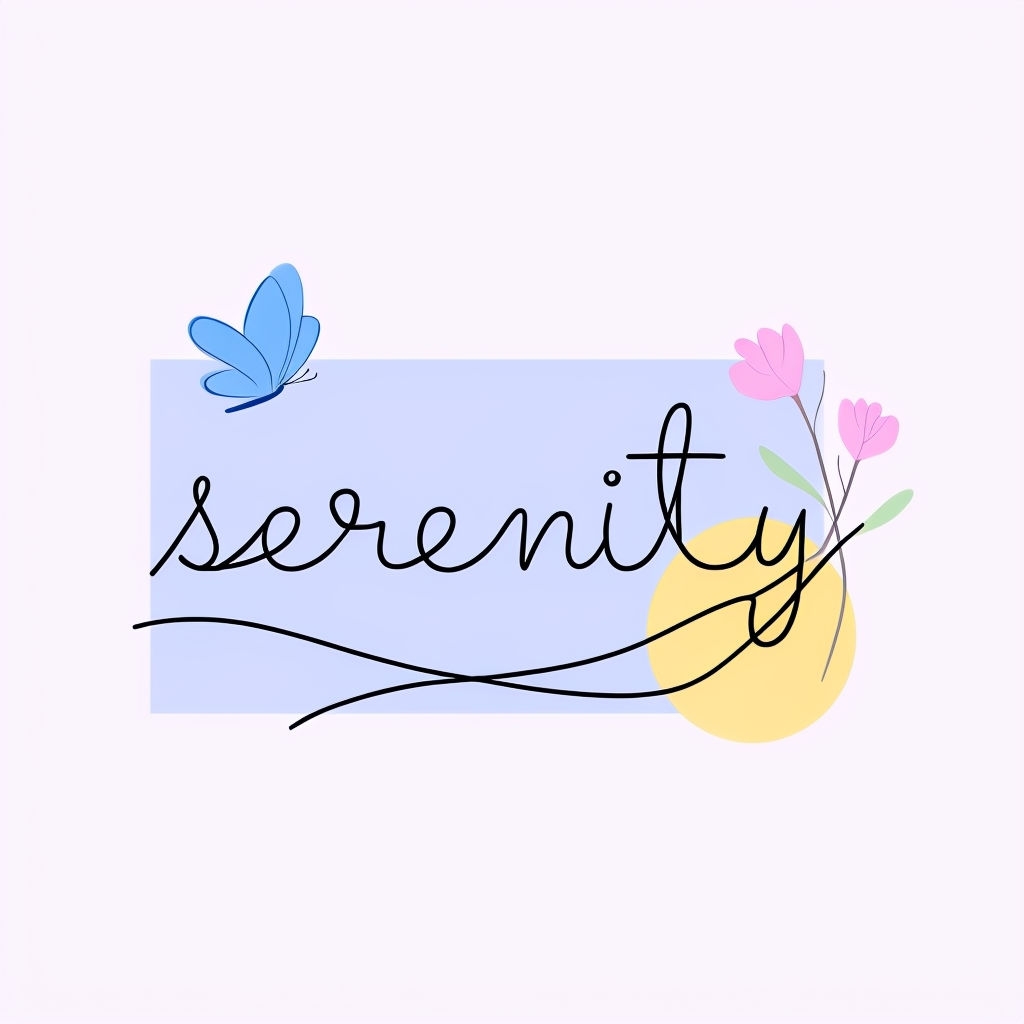 Minimalist Serenity Illustration with Butterfly and Flowers Mug