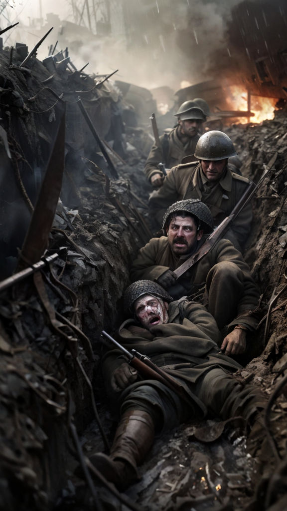 Illustration of a haunting World War 1 scene of the trenches by lolking ...