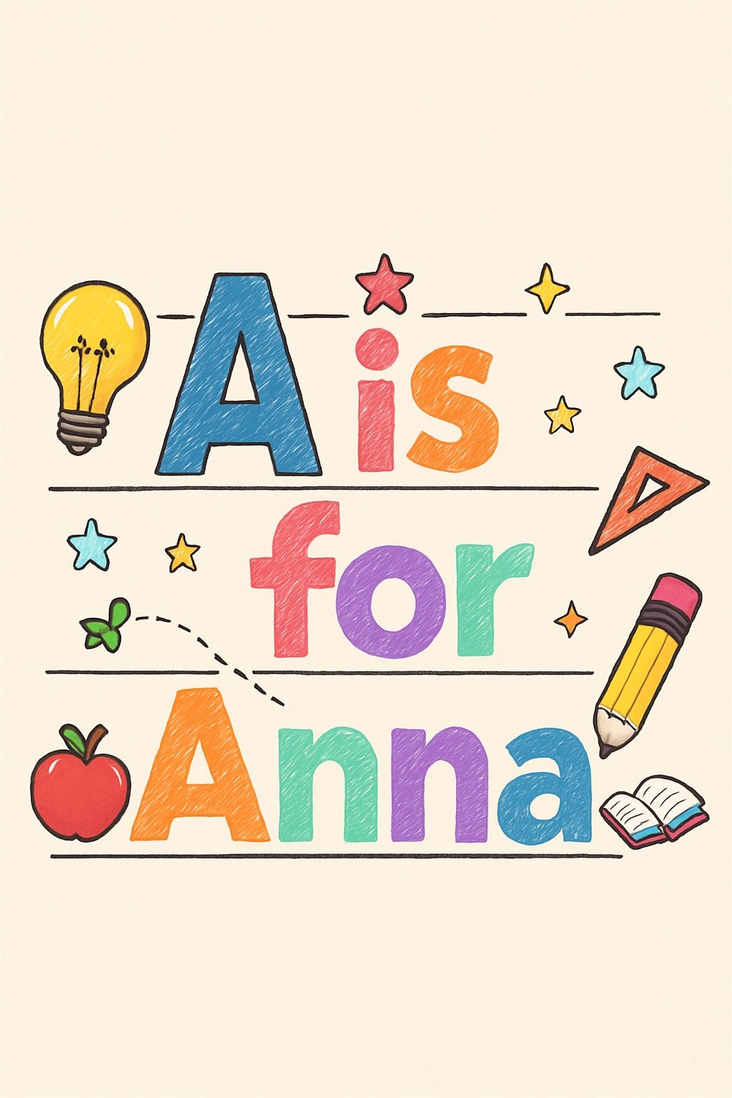 Playful A is for Anna Colorful Educational Illustration T-shirt