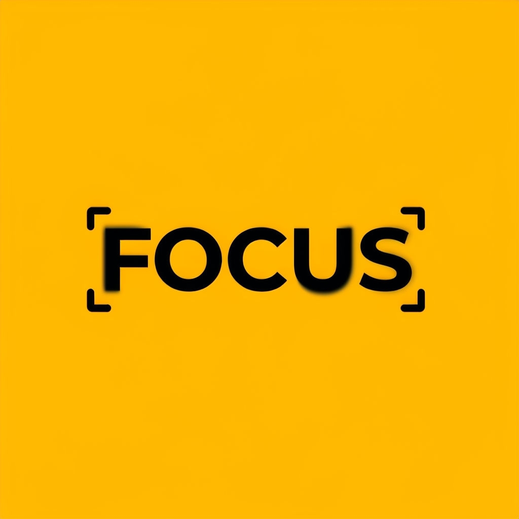 Bold Focus Text with Blurred Effects on Yellow Background Logo