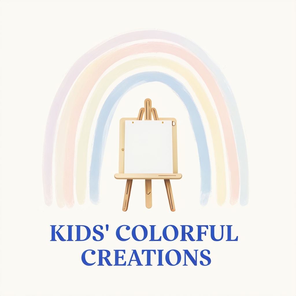 Pastel Rainbow Kids Colorful Creations Logo