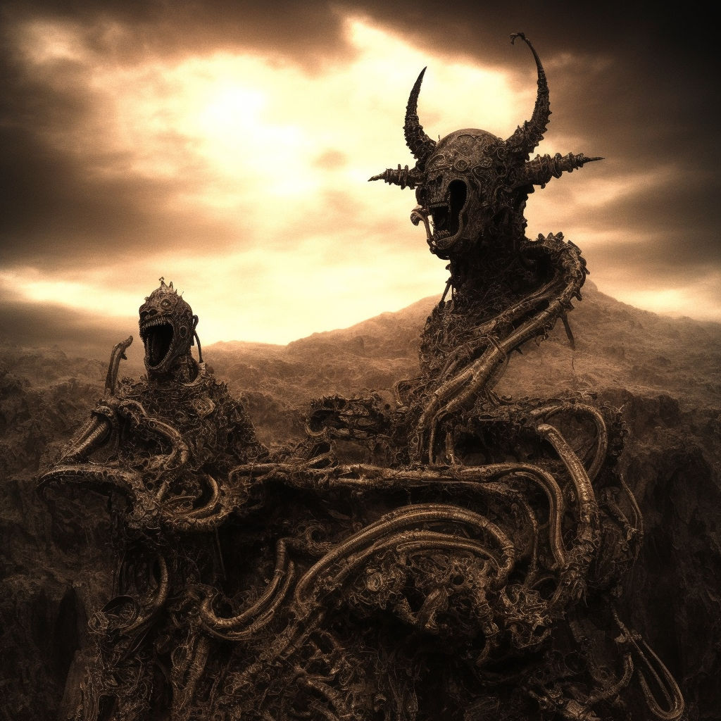 A metal scary god in a desert by Wildey Ayala - Playground