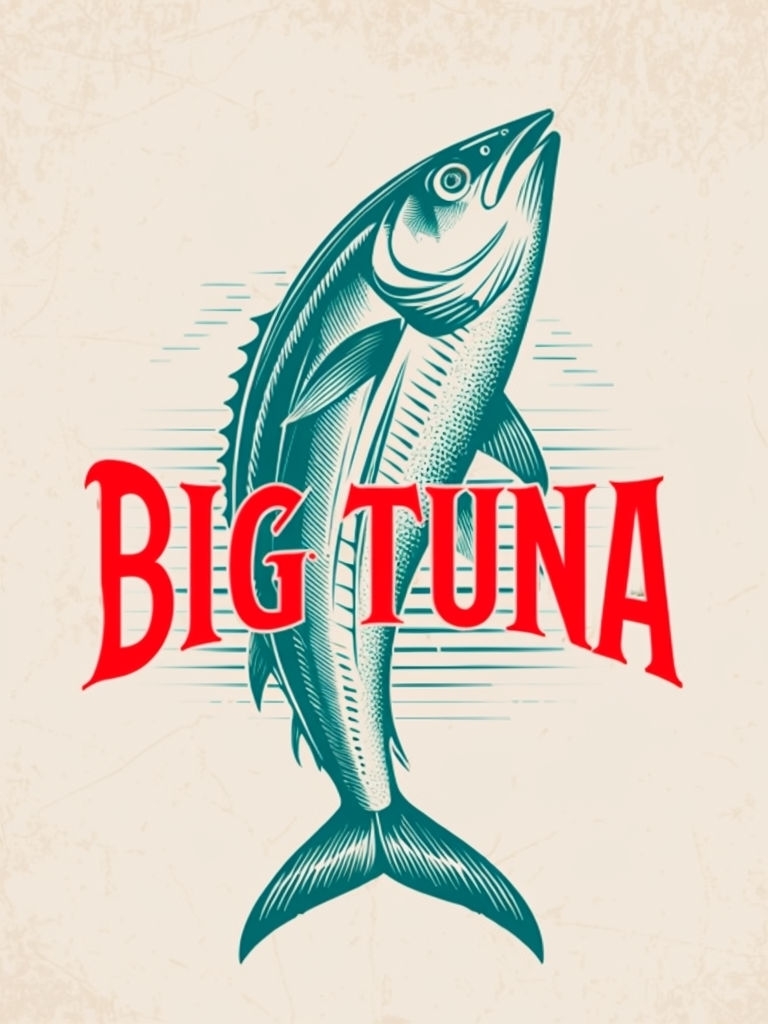Vintage Big Tuna Fish Graphic Design with Retro Aesthetic Art