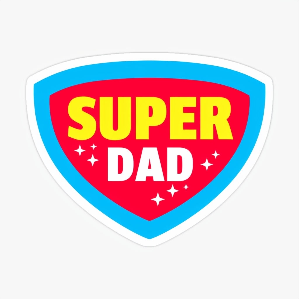 Super Dad Shield Emblem Cartoon Sticker for Father's Day