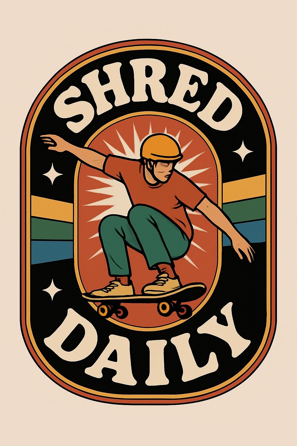 Vintage Skateboarding Shred Daily Graphic T-Shirt