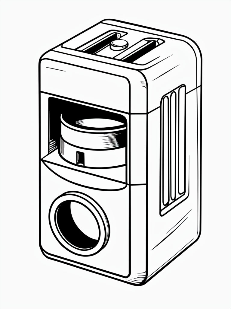 High-Contrast Black and White Pencil Sharpener Line Drawing Coloring Book Pages