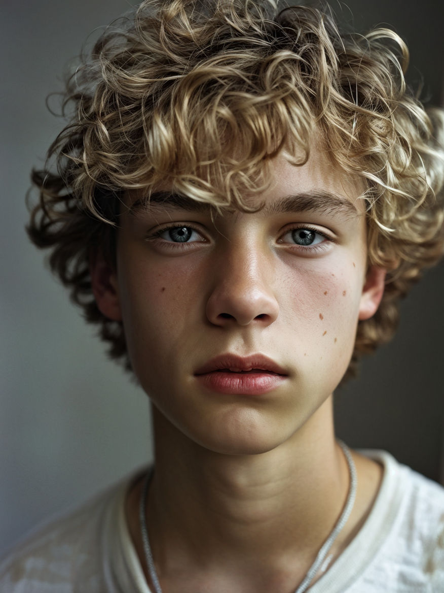 curly-haired boy with blond hair