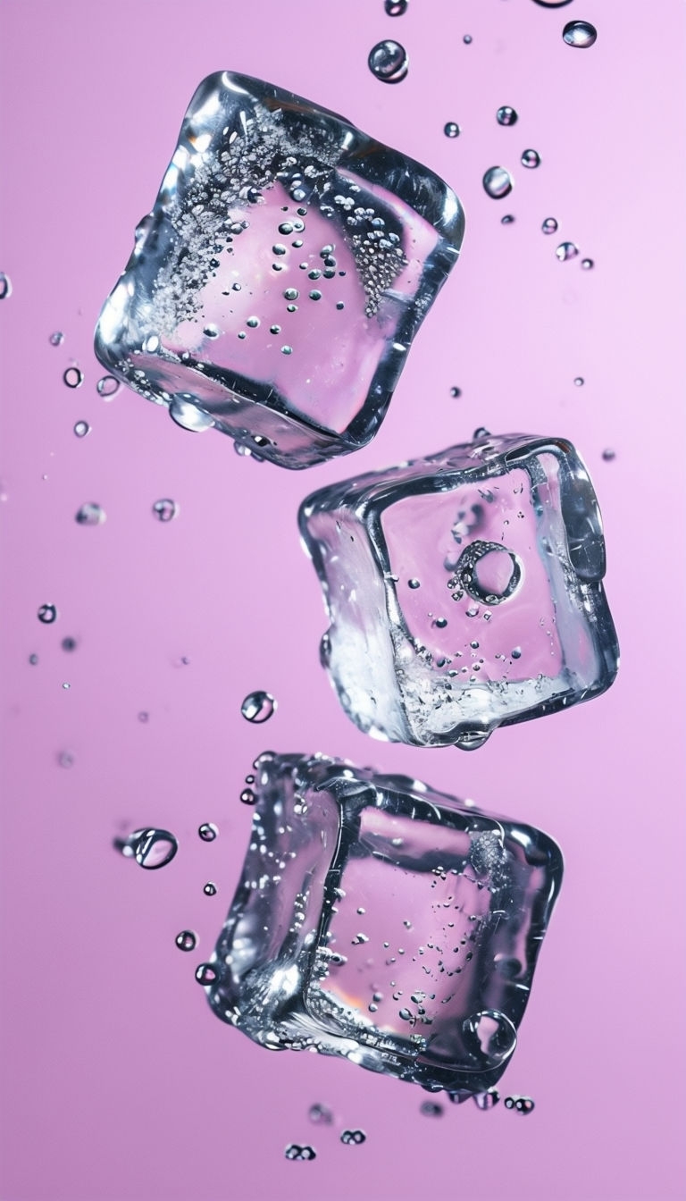 Suspended Ice Cubes Against Lavender Background Mobile Wallpaper