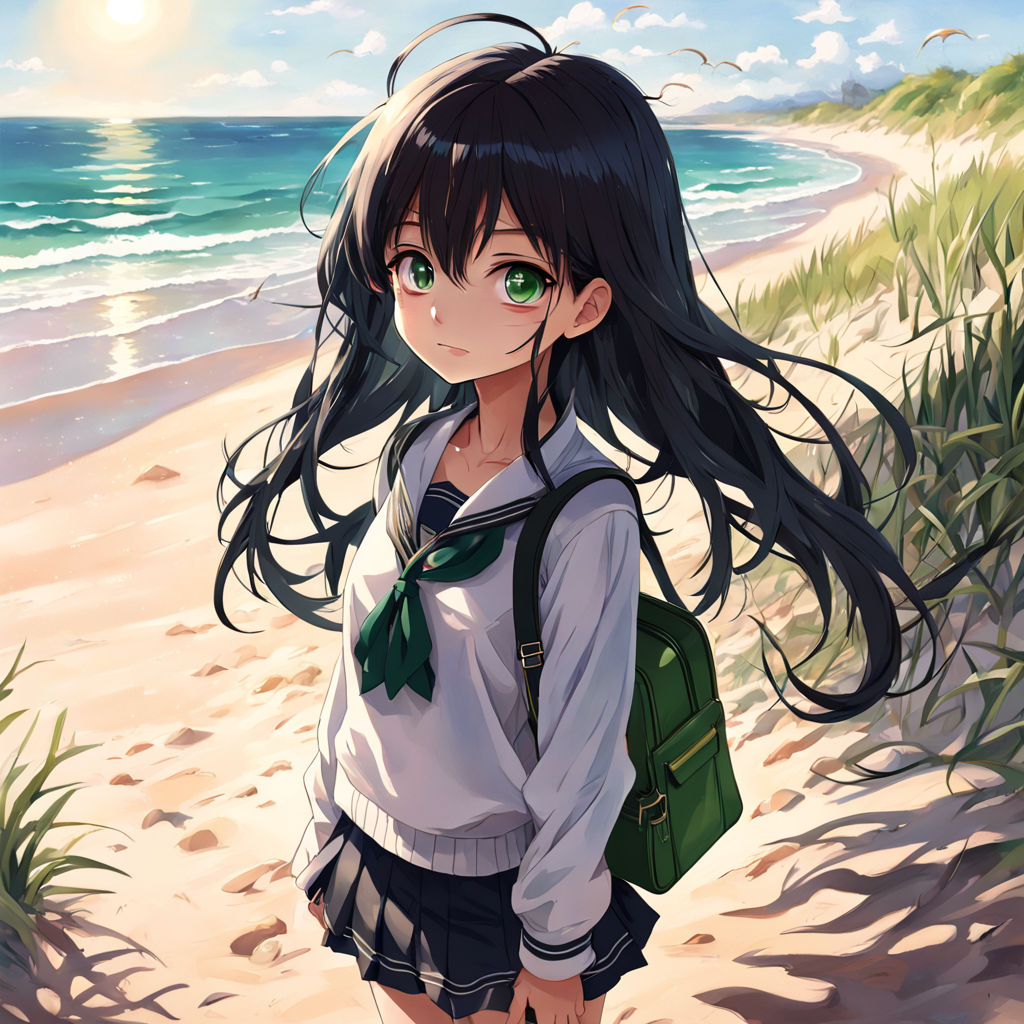 exposed Loli ecchi anime girl at the beach by @IJenaUrfI