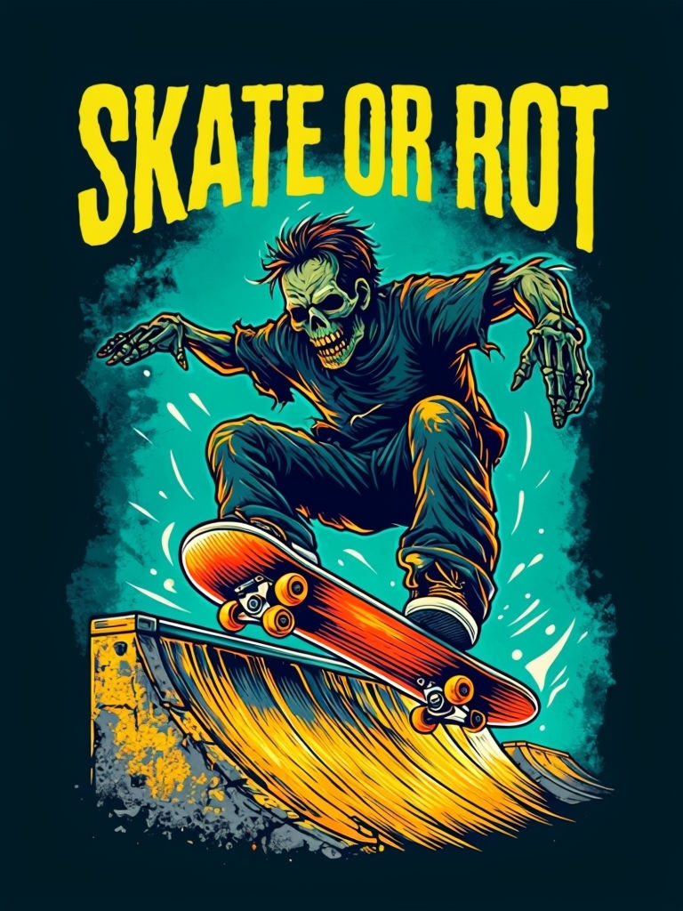 Zombie Skateboarder Performing Tricks Graphic T-Shirt