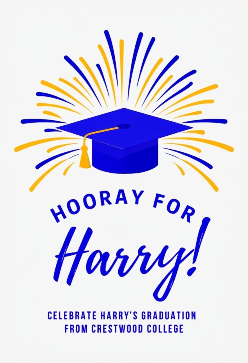 Harry's Graduation Celebration Graphic with Cap and Tassel Social Media Post