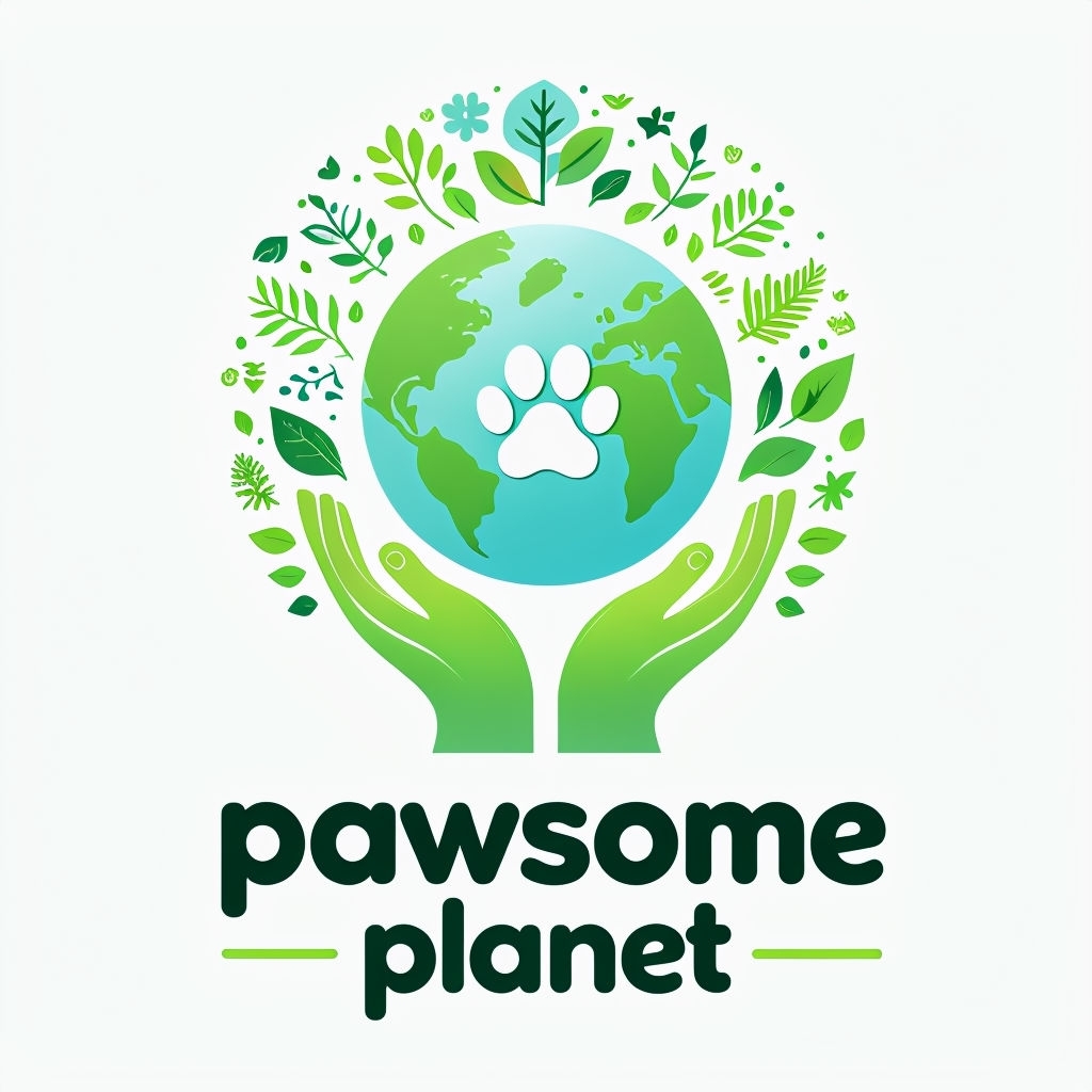 Eco-Friendly Pawsome Planet Logo Design with Nature Elements