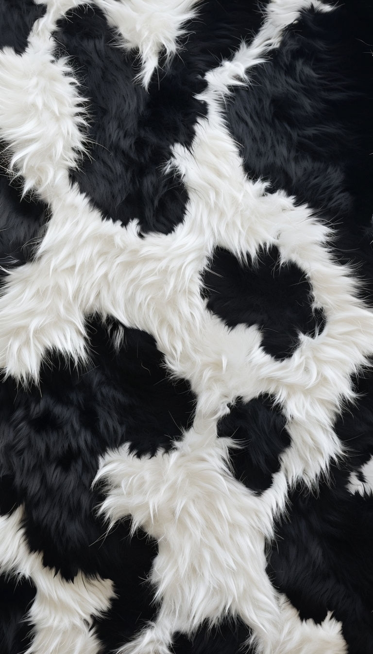 Abstract Black and White Cowhide Pattern Fur Texture Mobile Wallpaper